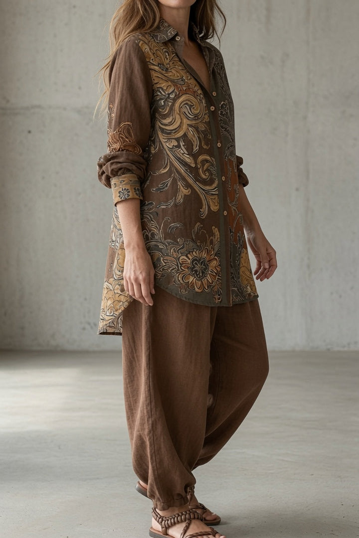 Women’s Vintage Two Piece Top And Skirt Set