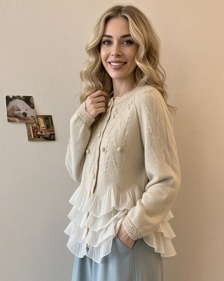 Women’s Ruffle Trim Long Sleeve Cardigan