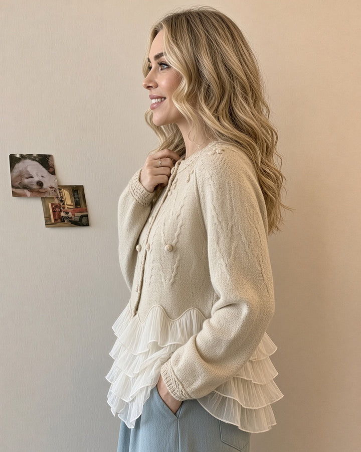 Women’s Ruffle Trim Long Sleeve Cardigan