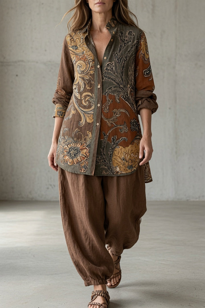 Women’s Vintage Two Piece Top And Skirt Set