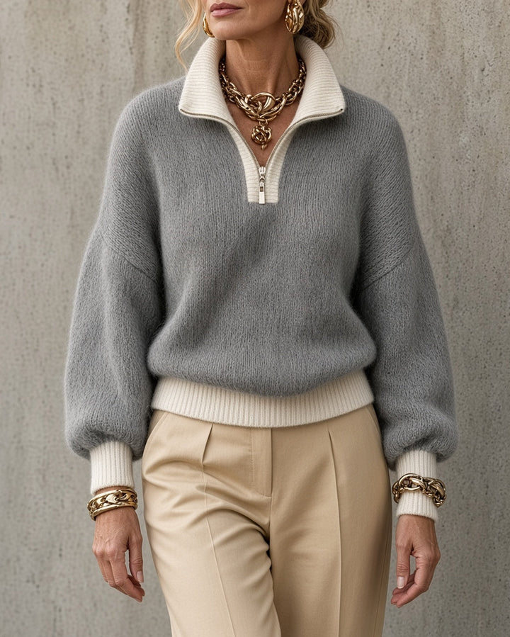 Women’s Half Zip Ribbed Knit Sweater