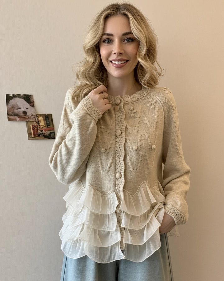 Women’s Ruffle Trim Long Sleeve Cardigan