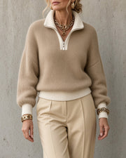 Women’s Half Zip Ribbed Knit Sweater