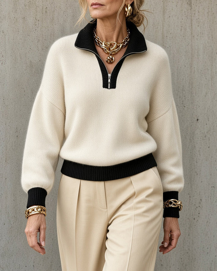 Women’s Half Zip Ribbed Knit Sweater