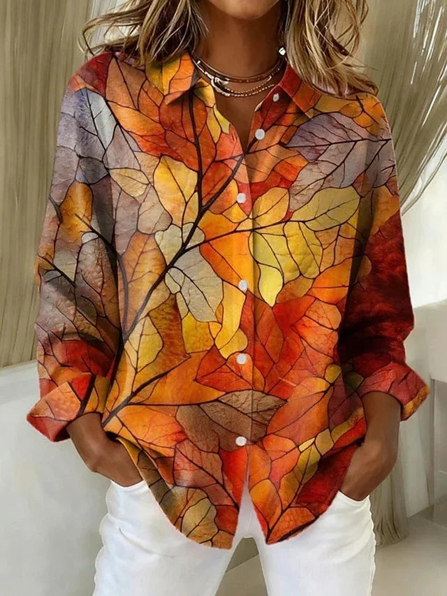 Women’s Vintage Floral Print Button Front Blouse