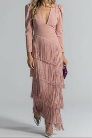 Women’s Fringe Sleeve Evening Party Dress