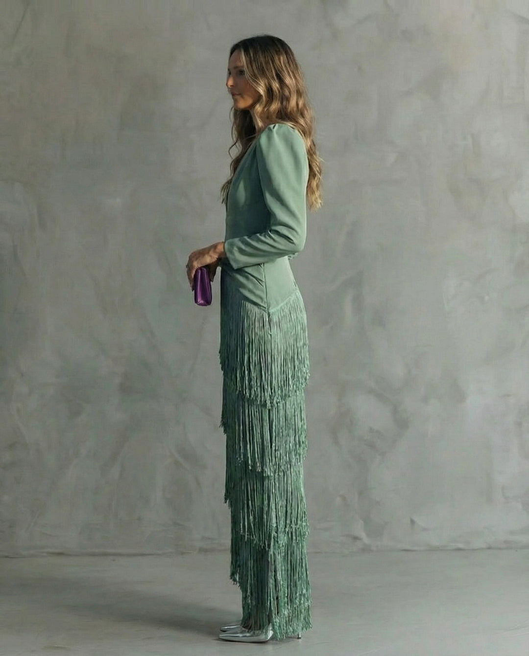 Women’s Fringe Sleeve Evening Party Dress