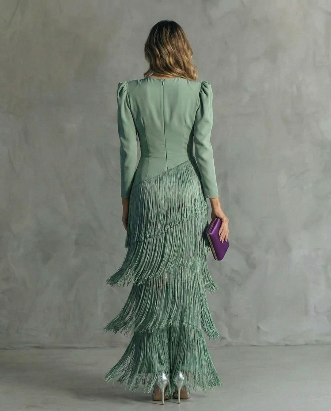 Women’s Fringe Sleeve Evening Party Dress