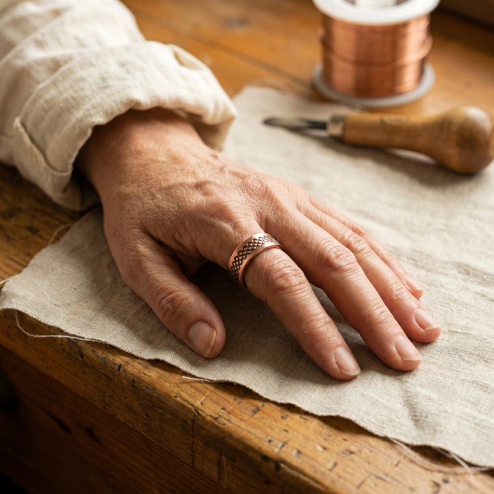 Women’s Geometric Grid Copper Ring
