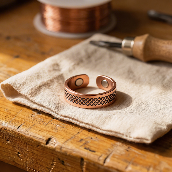 Women’s Geometric Grid Copper Ring