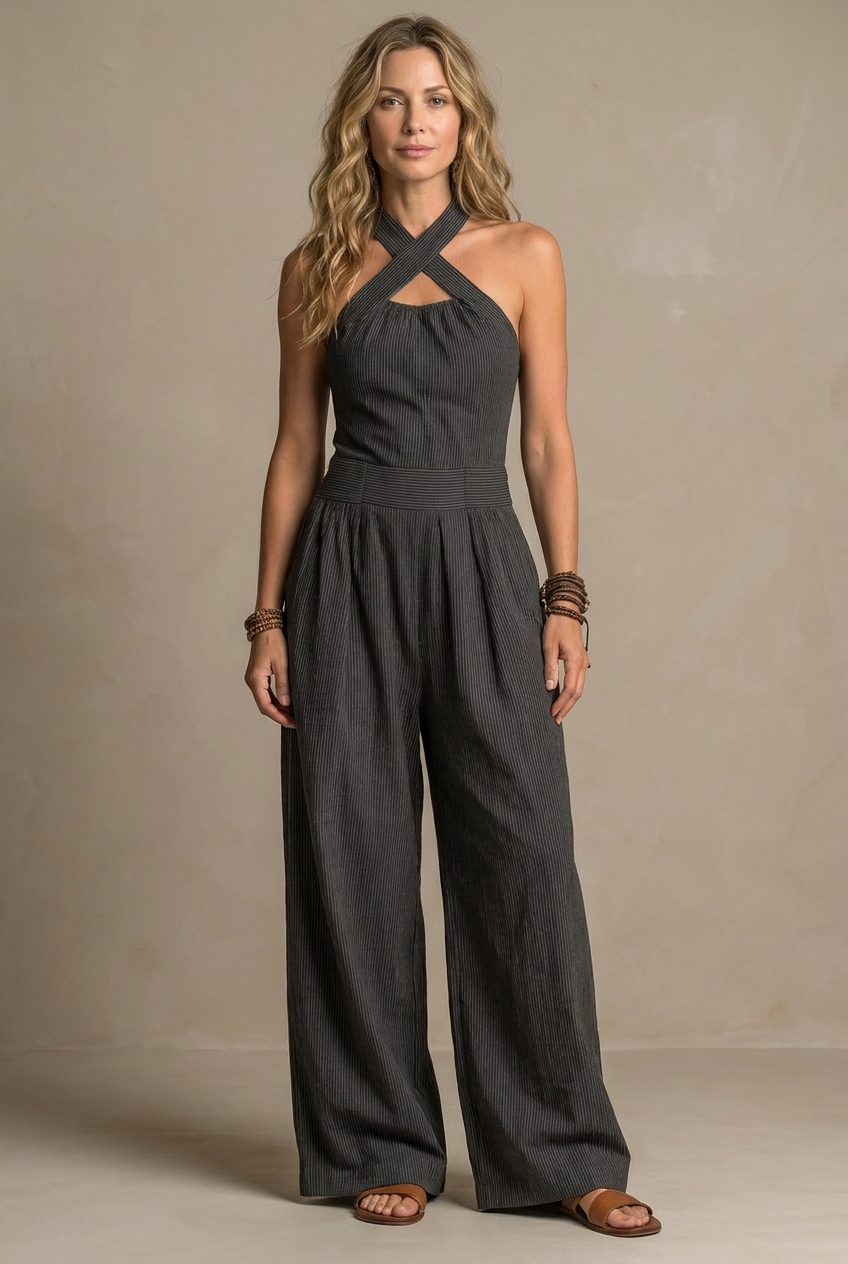 Women’s Elegant Wrap V-Neck Jumpsuit