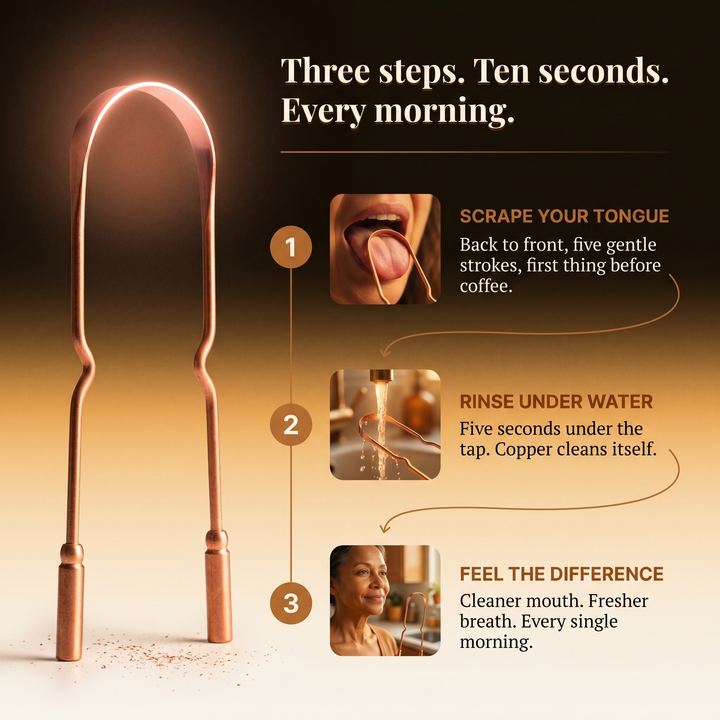 Pure Copper Reusable Tongue Scraper