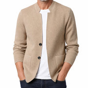 Men’s Textured Stand-Collar Cardigan