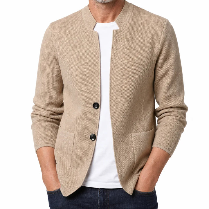 Men’s Textured Stand-Collar Cardigan