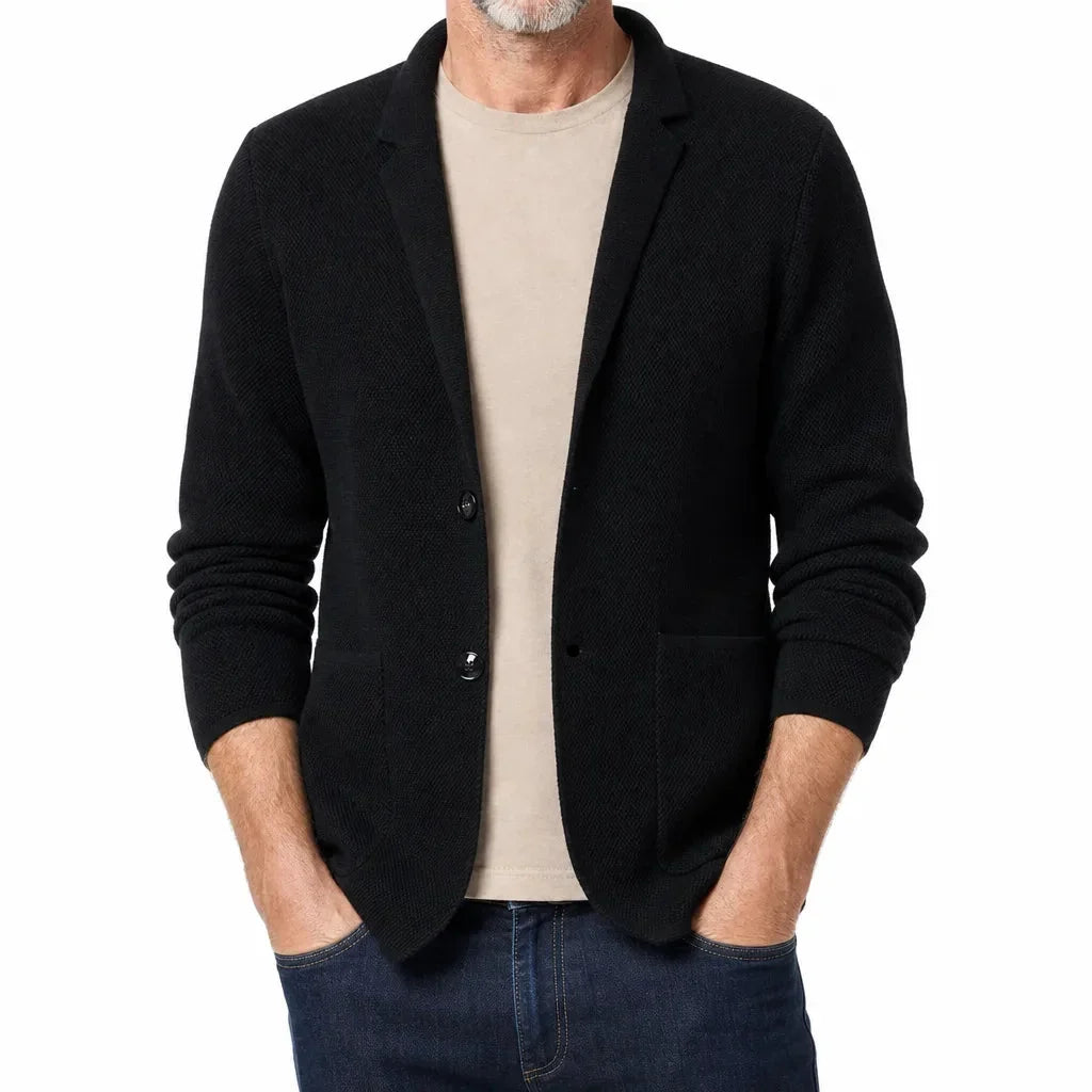 Men’s Textured Stand-Collar Cardigan
