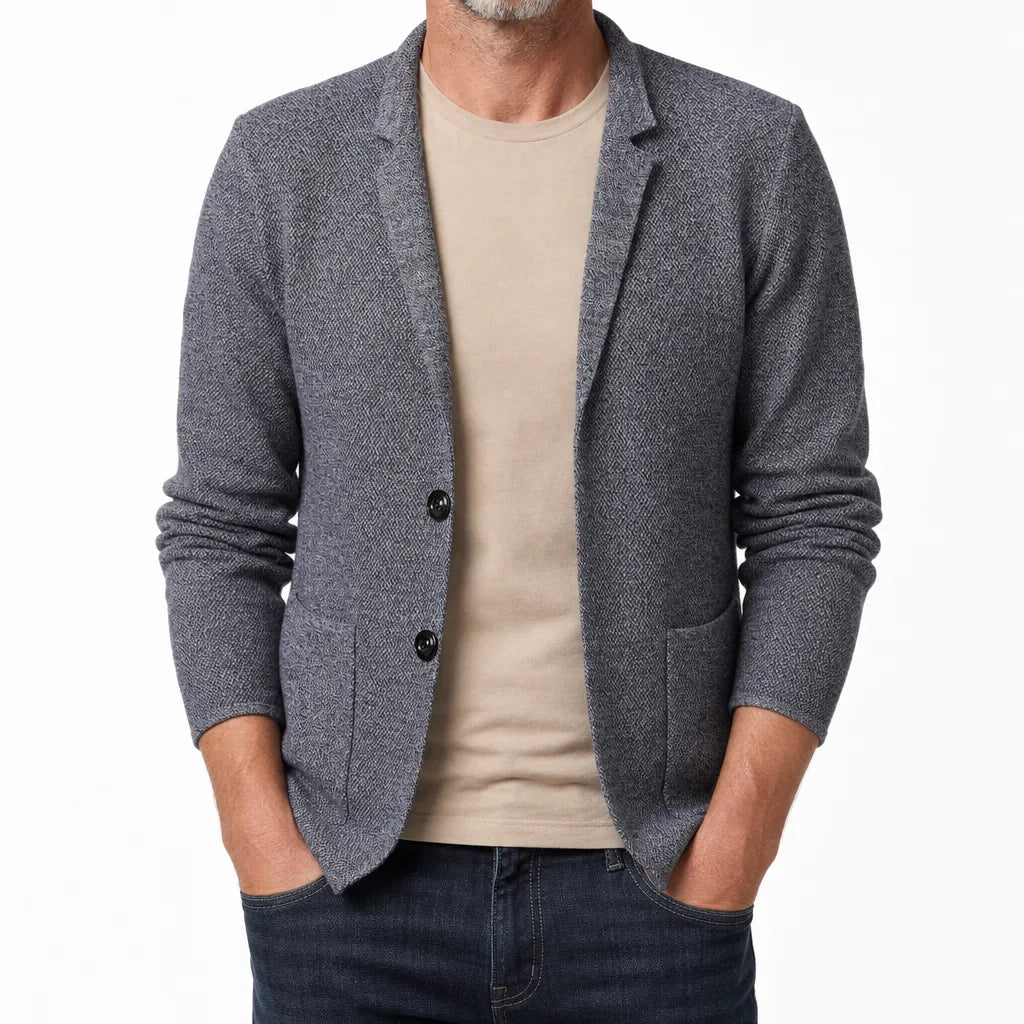 Men’s Textured Stand-Collar Cardigan