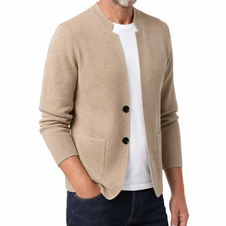 Men’s Textured Stand-Collar Cardigan