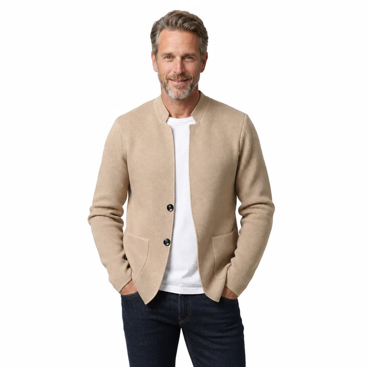 Men’s Textured Stand-Collar Cardigan
