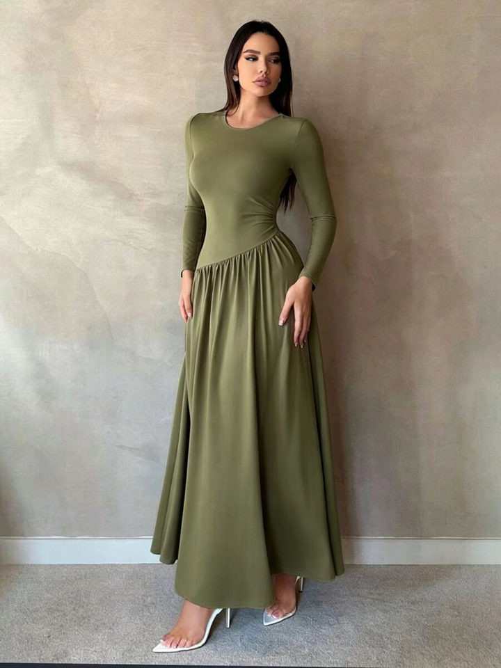Women’s Long Sleeve Gathered Waist Maxi Dress