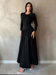 Women’s Long Sleeve Gathered Waist Maxi Dress