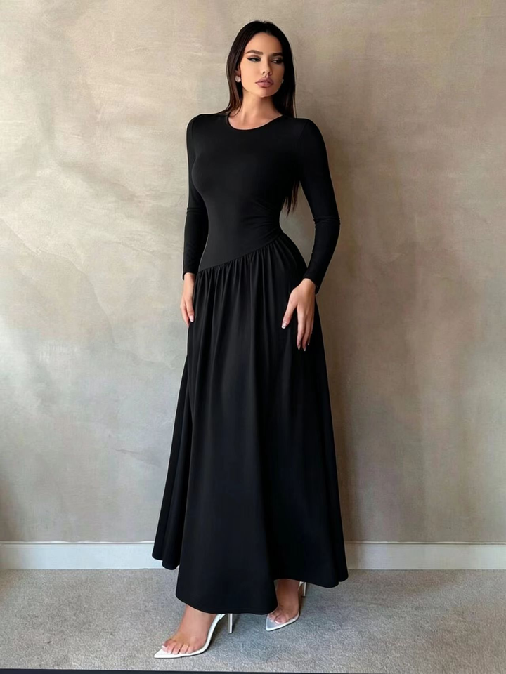 Women’s Long Sleeve Gathered Waist Maxi Dress