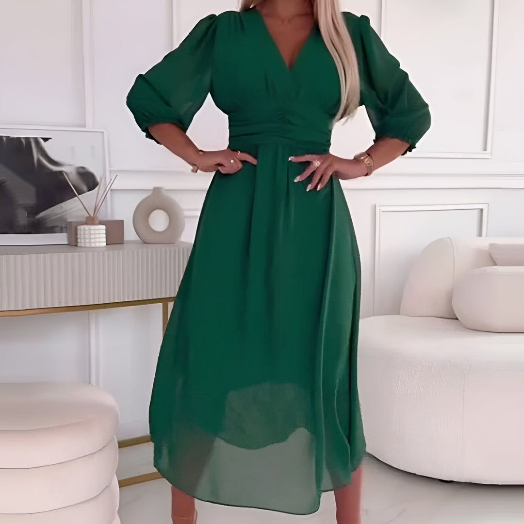 Women’s Elegant V-Neck Wrap Dress