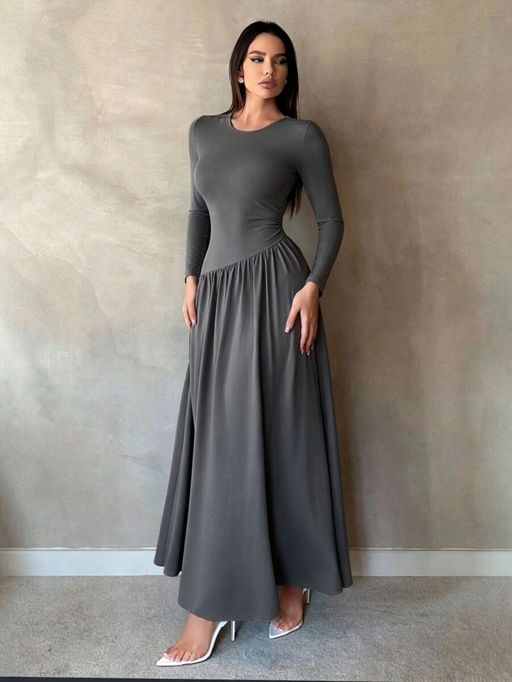 Women’s Long Sleeve Gathered Waist Maxi Dress