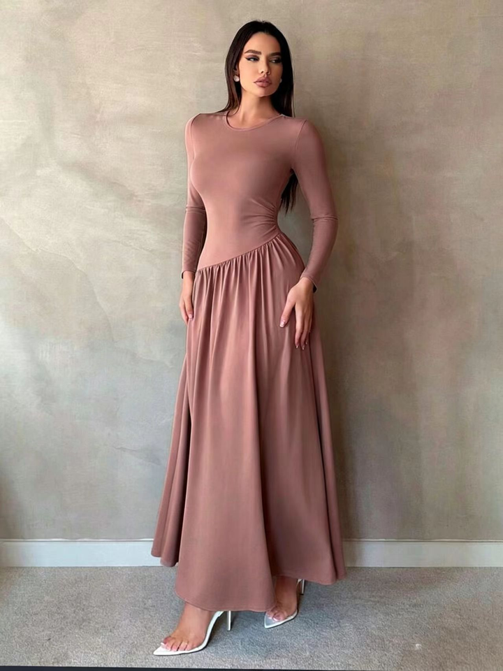 Women’s Long Sleeve Gathered Waist Maxi Dress