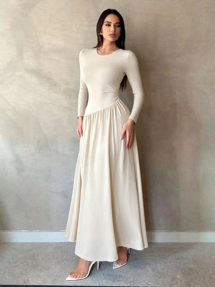 Women’s Long Sleeve Gathered Waist Maxi Dress