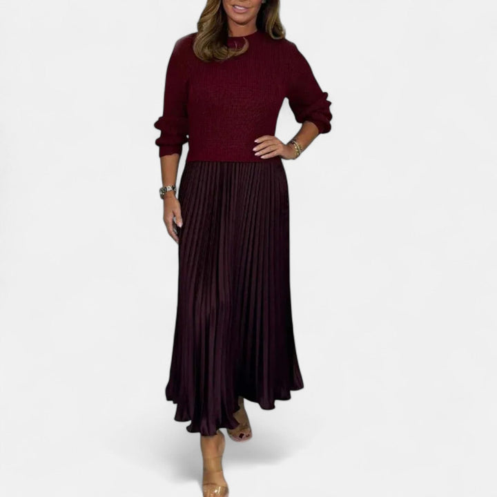 Women’s Two-Piece Sweater And Pleated Maxi Skirt Set
