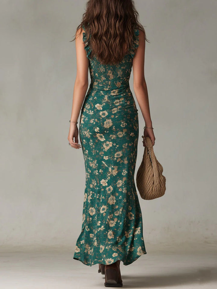 Women’s Boho Floral Side Slit Maxi Dress
