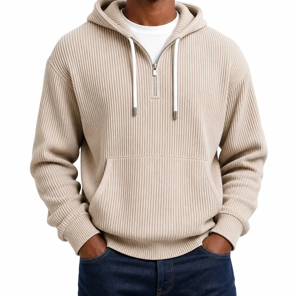 Men’s Ribbed Half Zip Hoodie