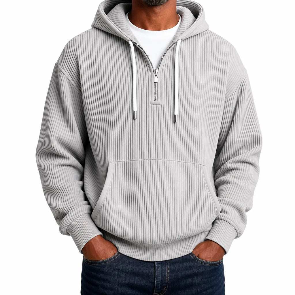 Men’s Ribbed Half Zip Hoodie