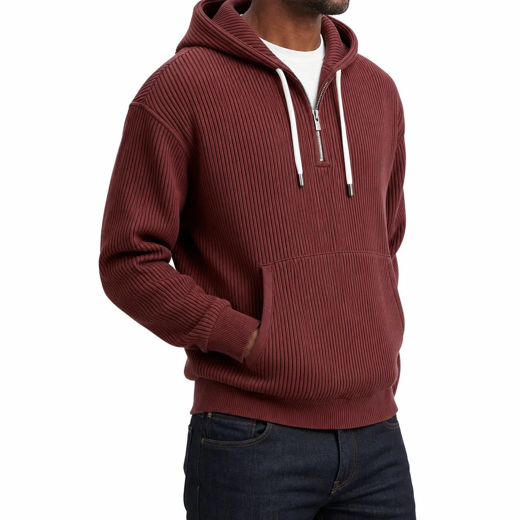 Men’s Ribbed Half Zip Hoodie