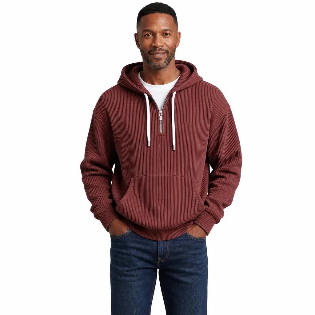 Men’s Ribbed Half Zip Hoodie
