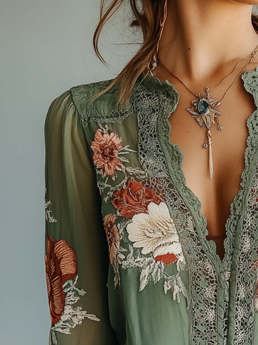 Women’s Boho Floral Print Blouse