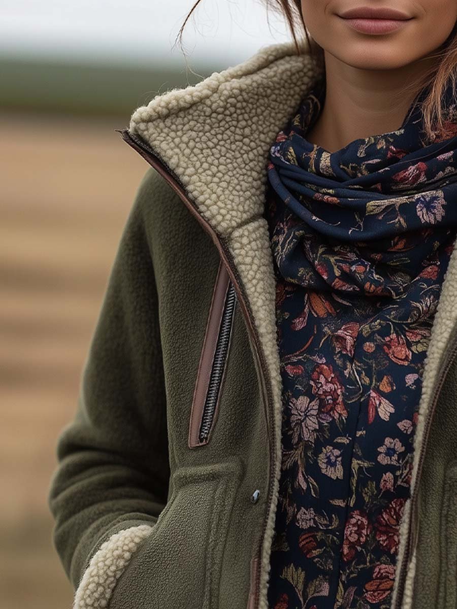 Women’s Vintage Turtleneck Teddy Jacket