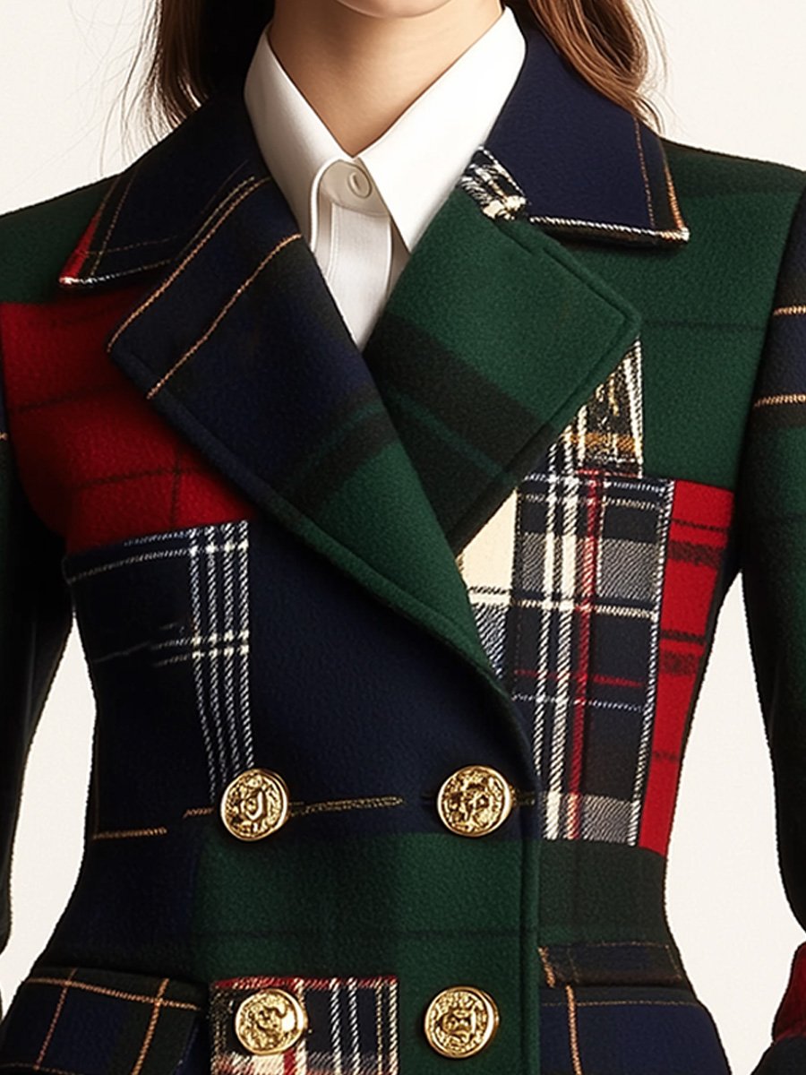 Women’s Plaid Double Breasted Blazer
