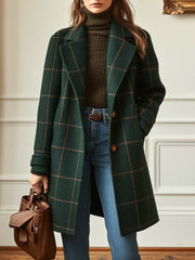 Women’s Retro Plaid Lapel Coat
