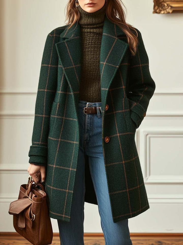Women’s Retro Plaid Lapel Coat