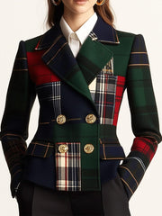 Women’s Plaid Double-Breasted Blazer