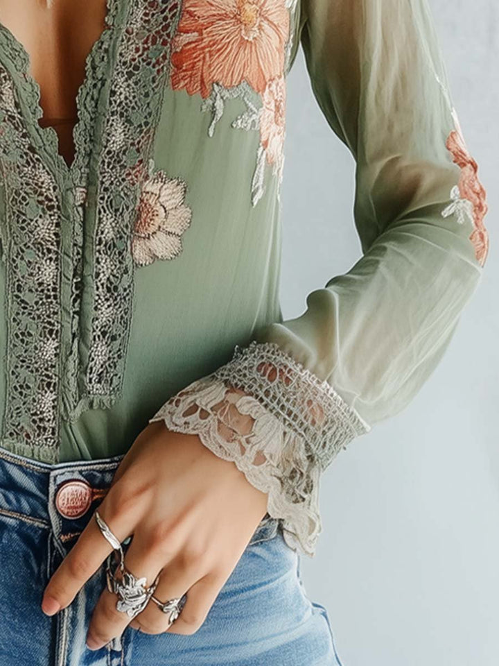 Women’s Boho Floral Print Blouse