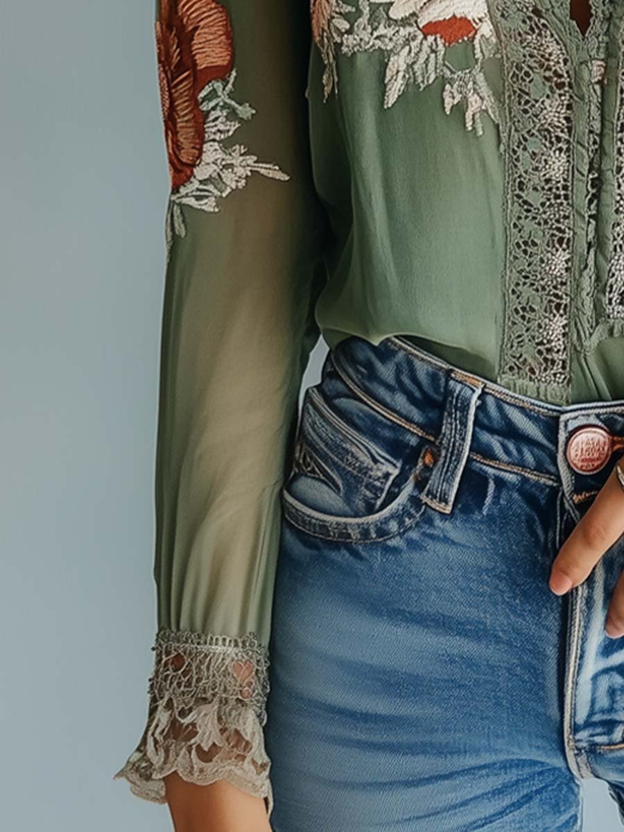 Women’s Boho Floral Print Blouse