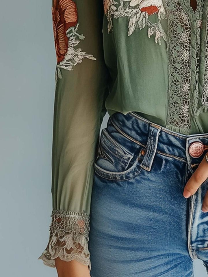 Women’s Boho Floral Print Blouse
