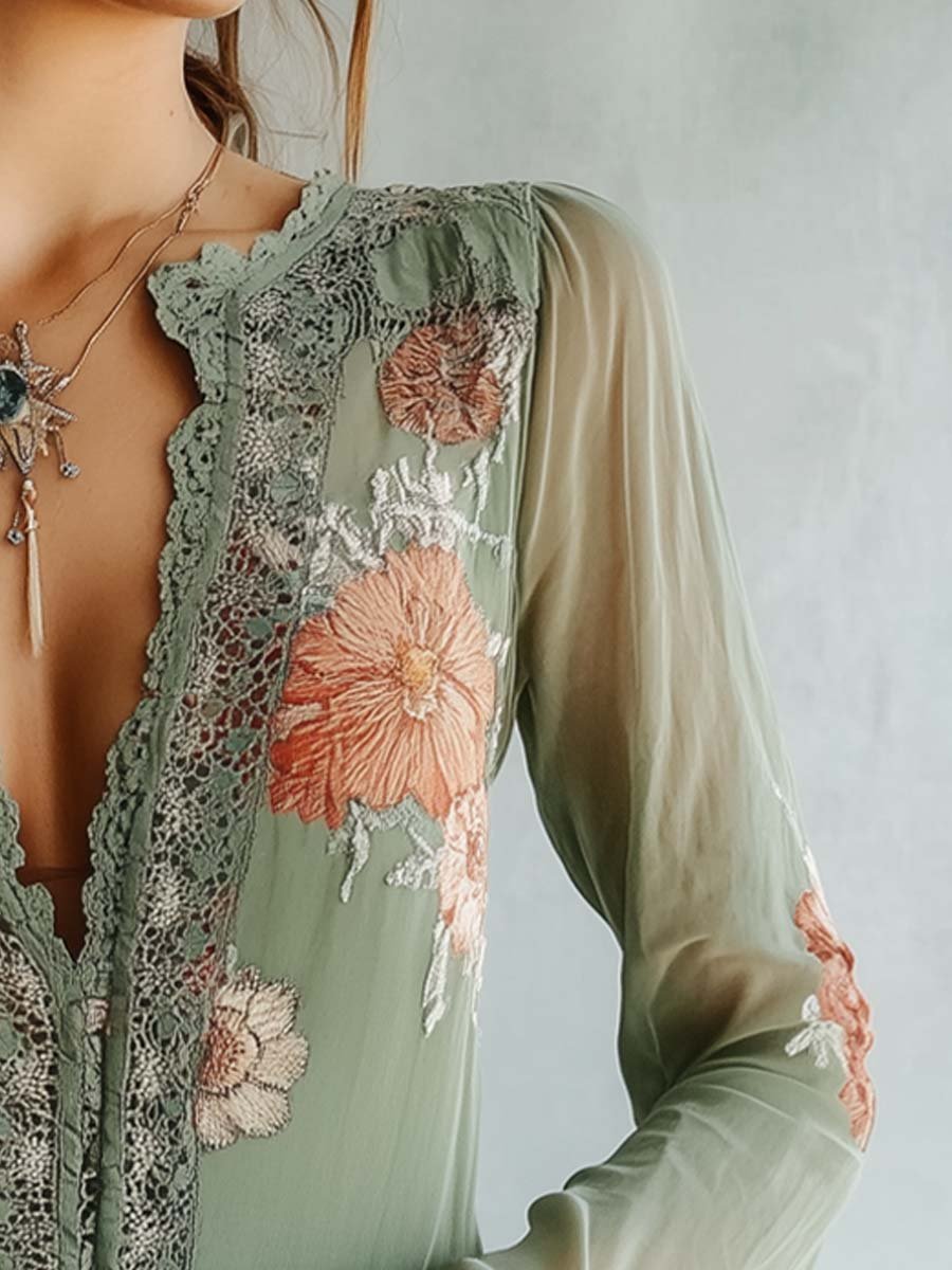 Women’s Boho Floral Print Blouse
