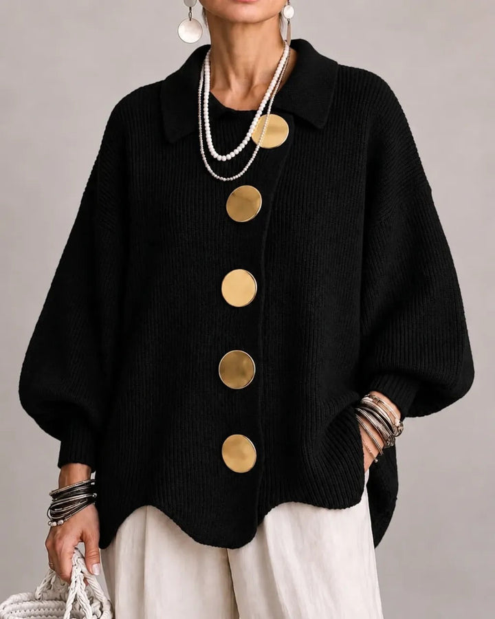 Women’s Oversized Collared Button Front Cardigan