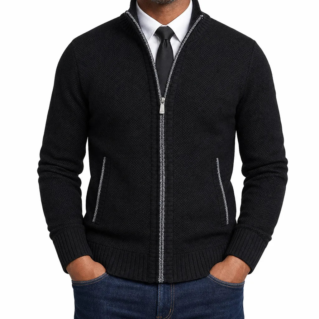 Men’s Full Zip Textured Knit Cardigan