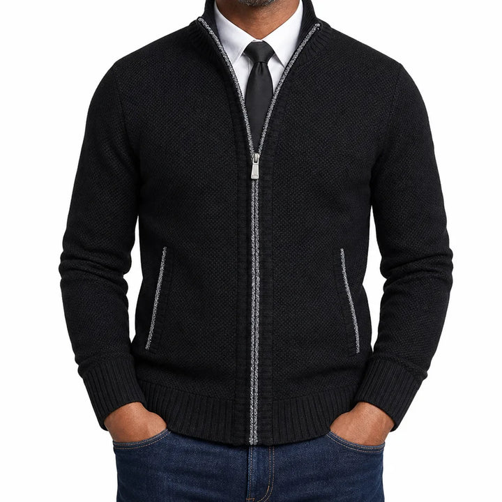 Men’s Full Zip Textured Knit Cardigan