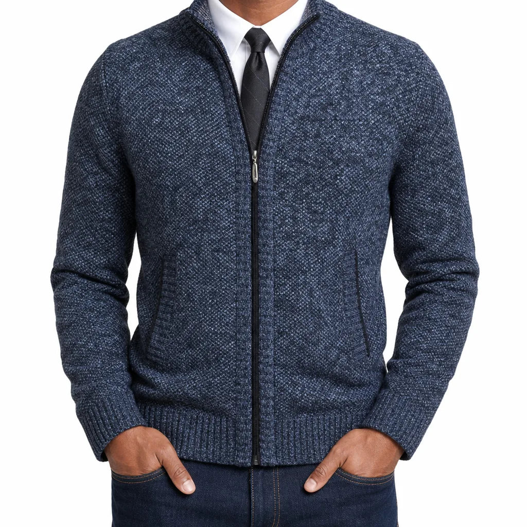 Men’s Full Zip Textured Knit Cardigan
