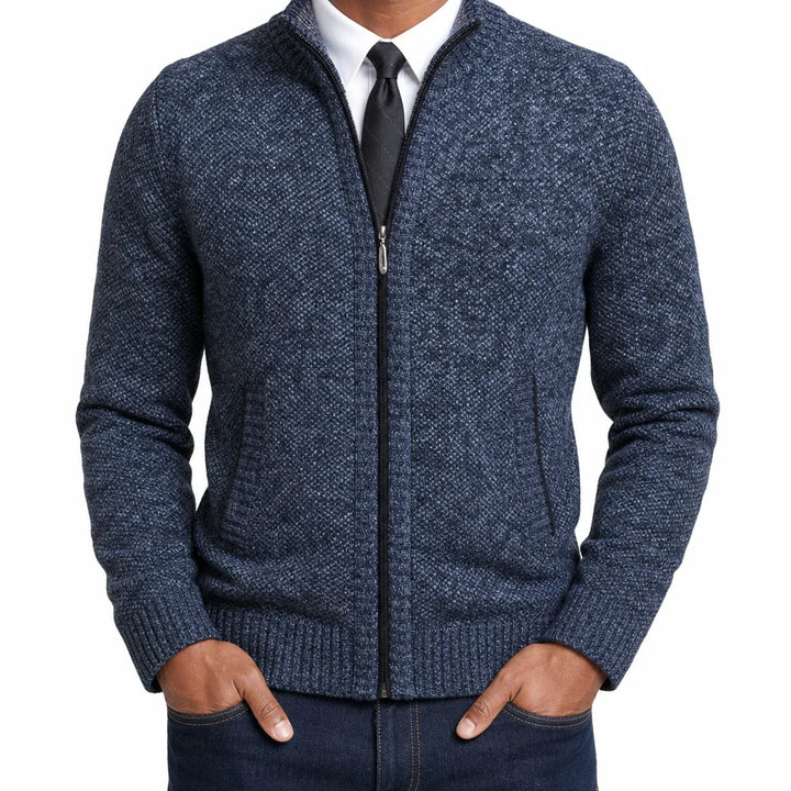 Men’s Full Zip Textured Knit Cardigan